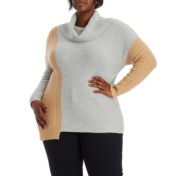 NWT Adyson Parker Plus Asymmetrical Color Block Cowl Neck Pullover Sweater - Picture 8 of 8